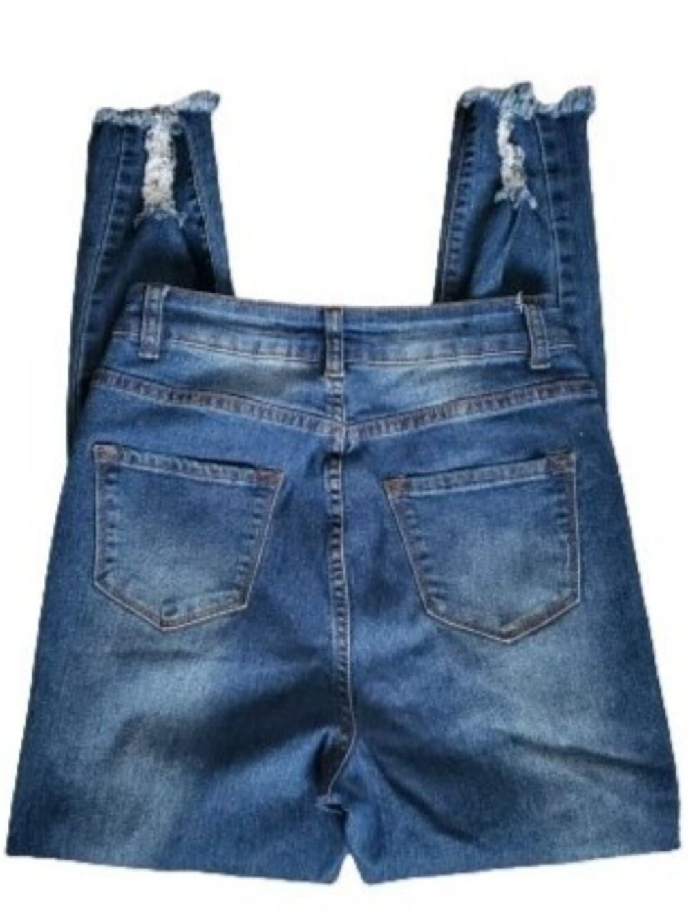 BOB Jeans High Waist Ripped Distressed Chewed Hem Skinny Blue Denim Jeans Sz 7/8 - Picture 4 of 11